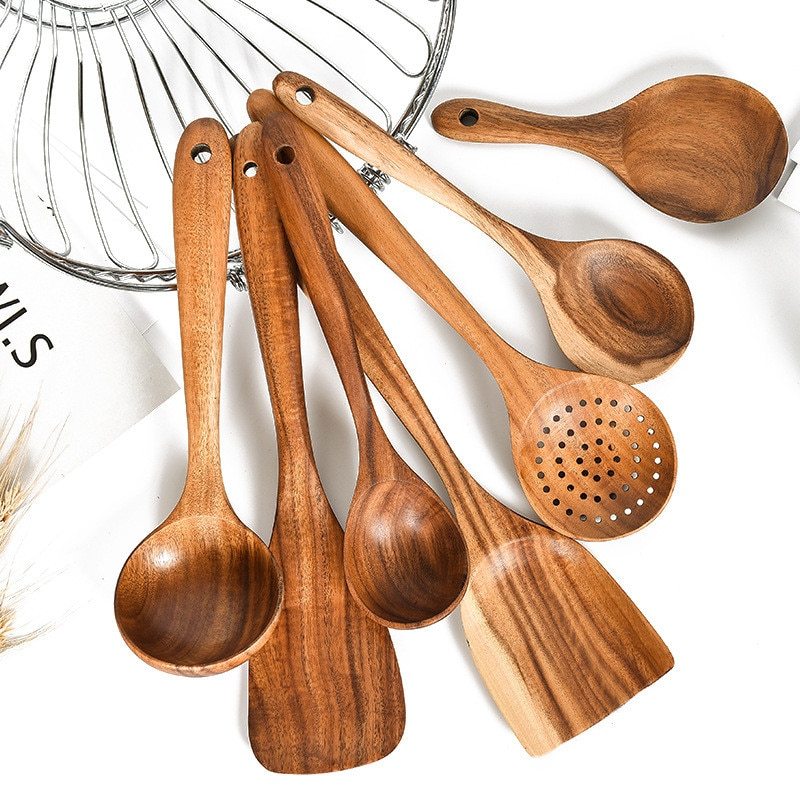 Teak Natural Wood Tableware Spoon Set