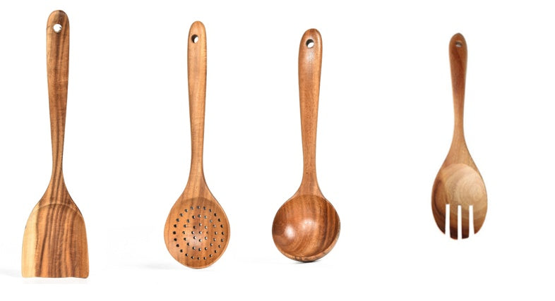 Teak Natural Wood Tableware Spoon Set