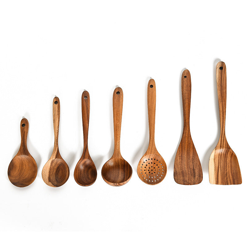 Teak Natural Wood Tableware Spoon Set