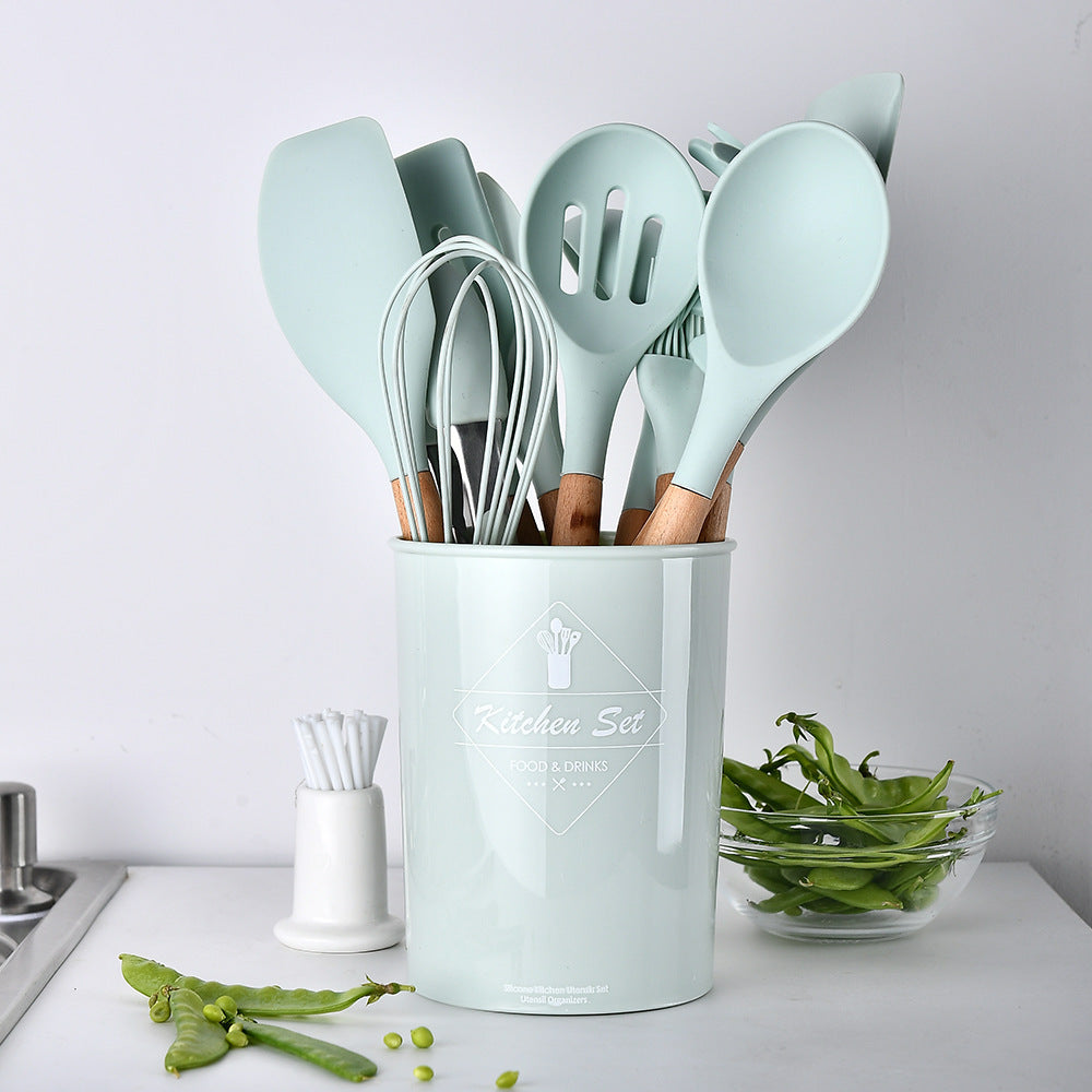 11 pcs non stick spatula kitchenware cooking set - Pale Green